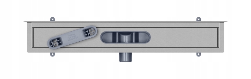 Odpływ liniowy PRZYŚCIENNY VOGI Duo pod płytkę 90 cm NISKI SYFON fi 50 stal Głębokość 62 mm