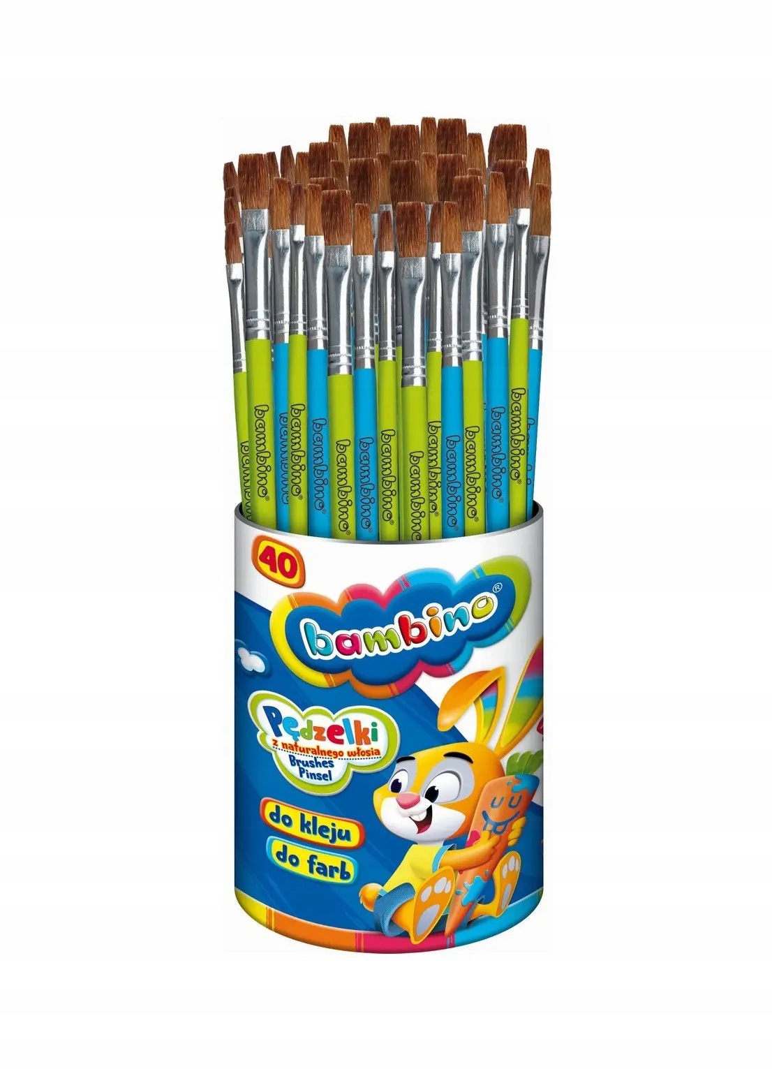 

Pędzelki z naturalnego włosia mix 40 sztuk Bambino