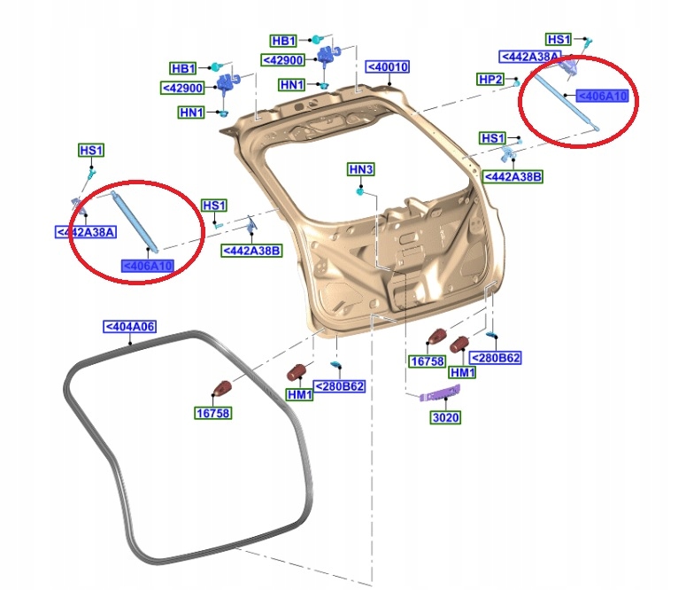 SIŁOWNIK KLAPY LEWY EDGE 01.2016 - 05.17 FORD OE 2033534 _ FT4B-R406A11-AC Numer katalogowy części 2033534