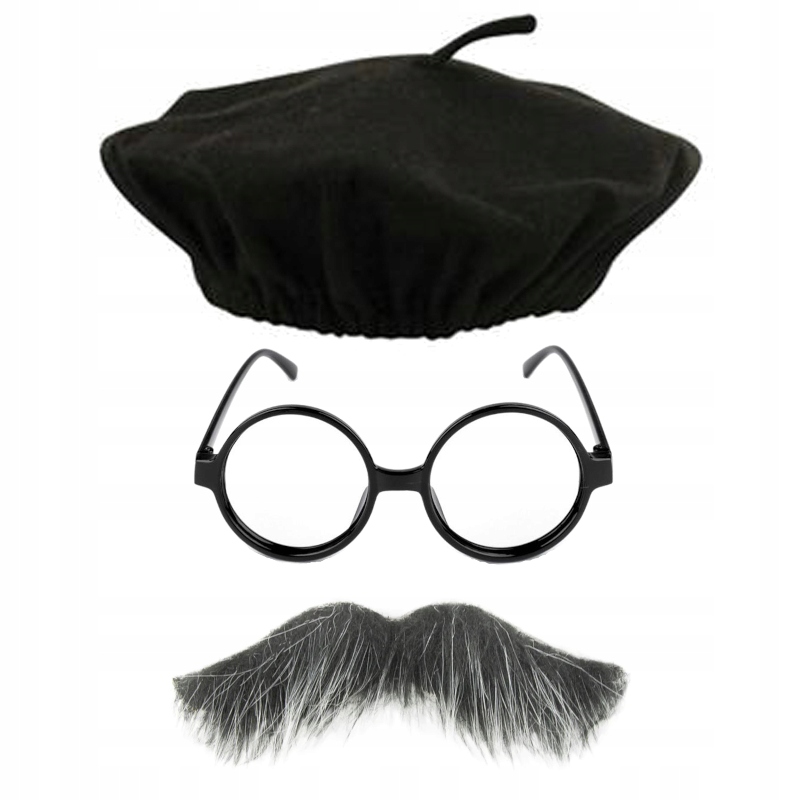 KOSTIUM STARUSZEK DZIADEK WĄSY BERET 3el