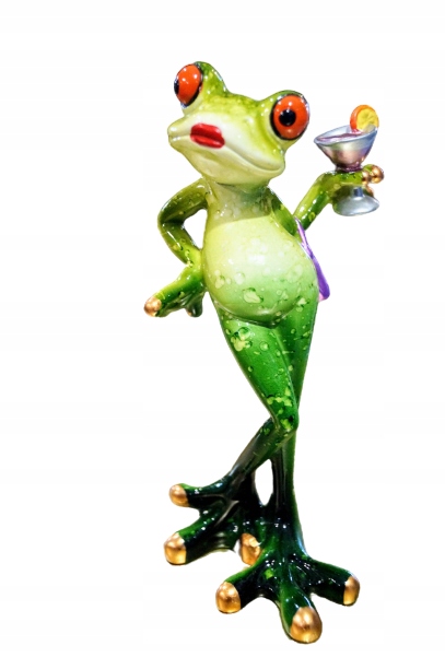 FIGURKA ŻABA Z DRINKIEM