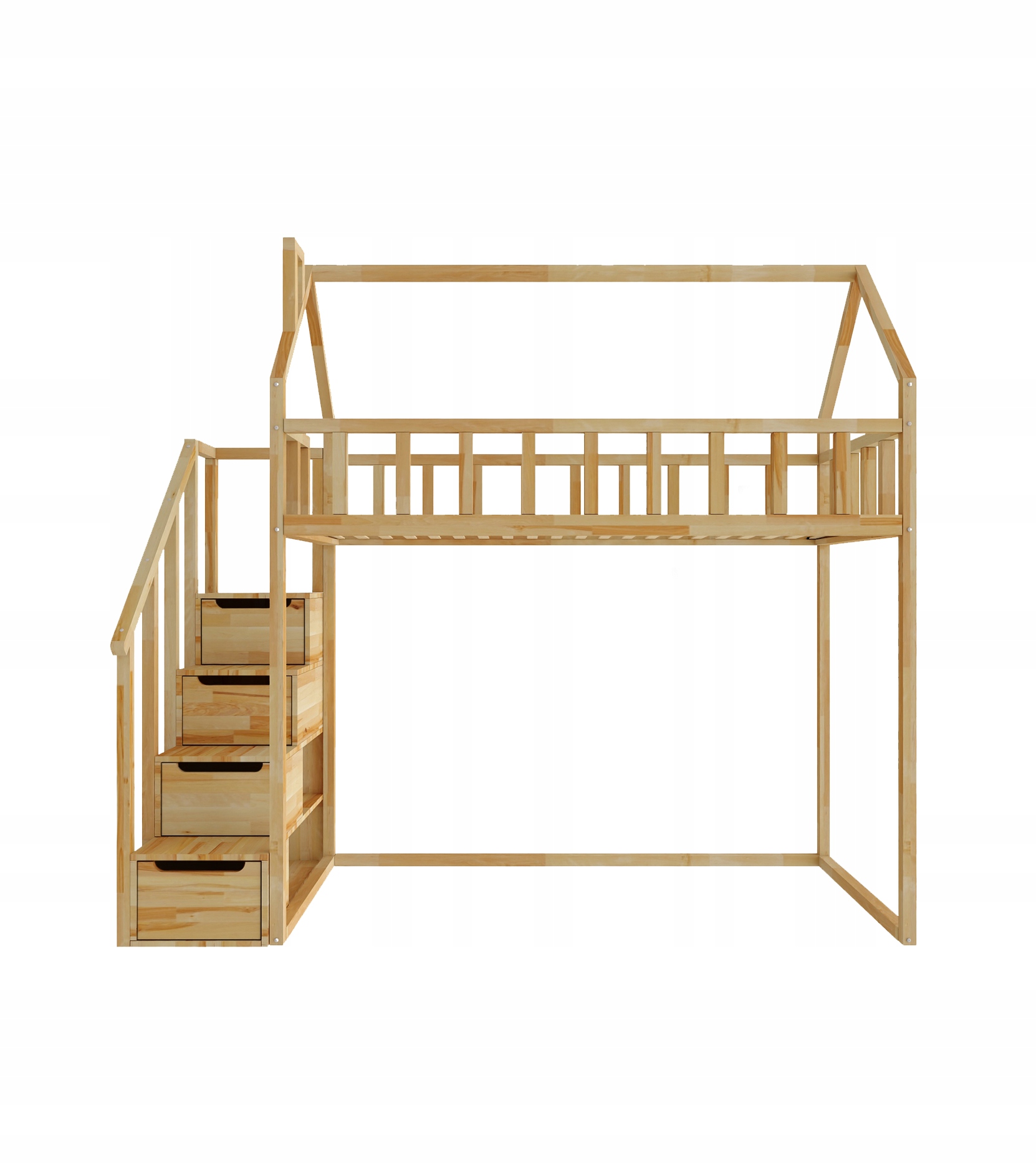 Łóżko domek na antresoli ze schodkami 160x80cm Kod producenta 5905249004671