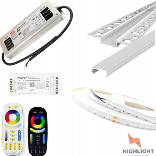 20 m Sada Fasádová Led páska Cob MoNo 10W 48V IP65 Profil