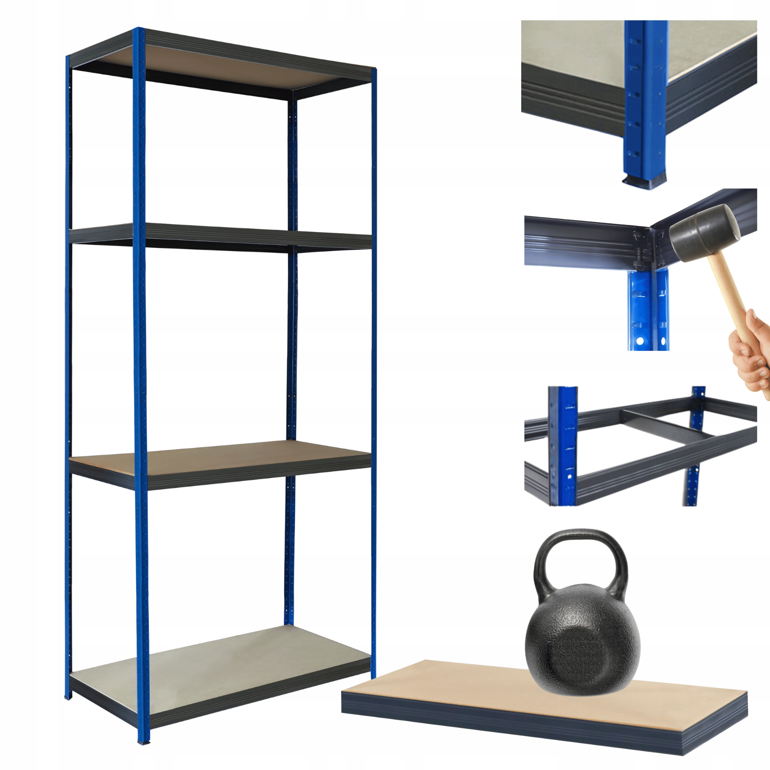 Kovový skladový regál s garážovým stojanom Helios 180x110x40 cm 4Px175 kg