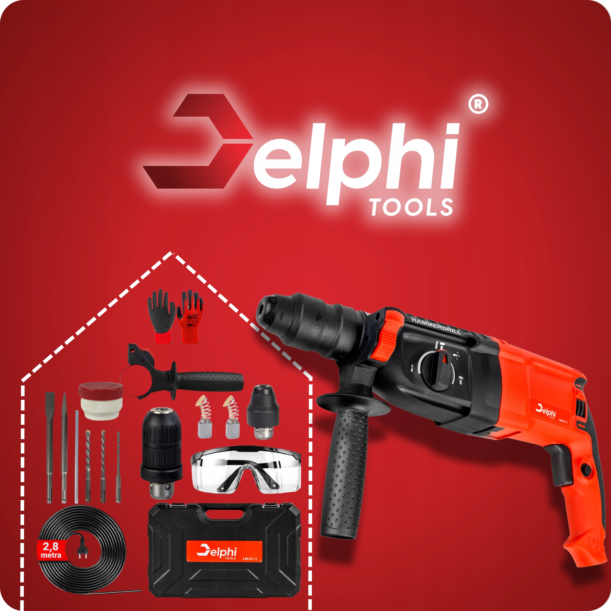 MŁOTOWIERTARKA WIERTARKA UDAROWA z UDAREM MŁOT MOCNA SDS+ 2600W +kabel 2,8m Maksymalna liczba udarów 4000