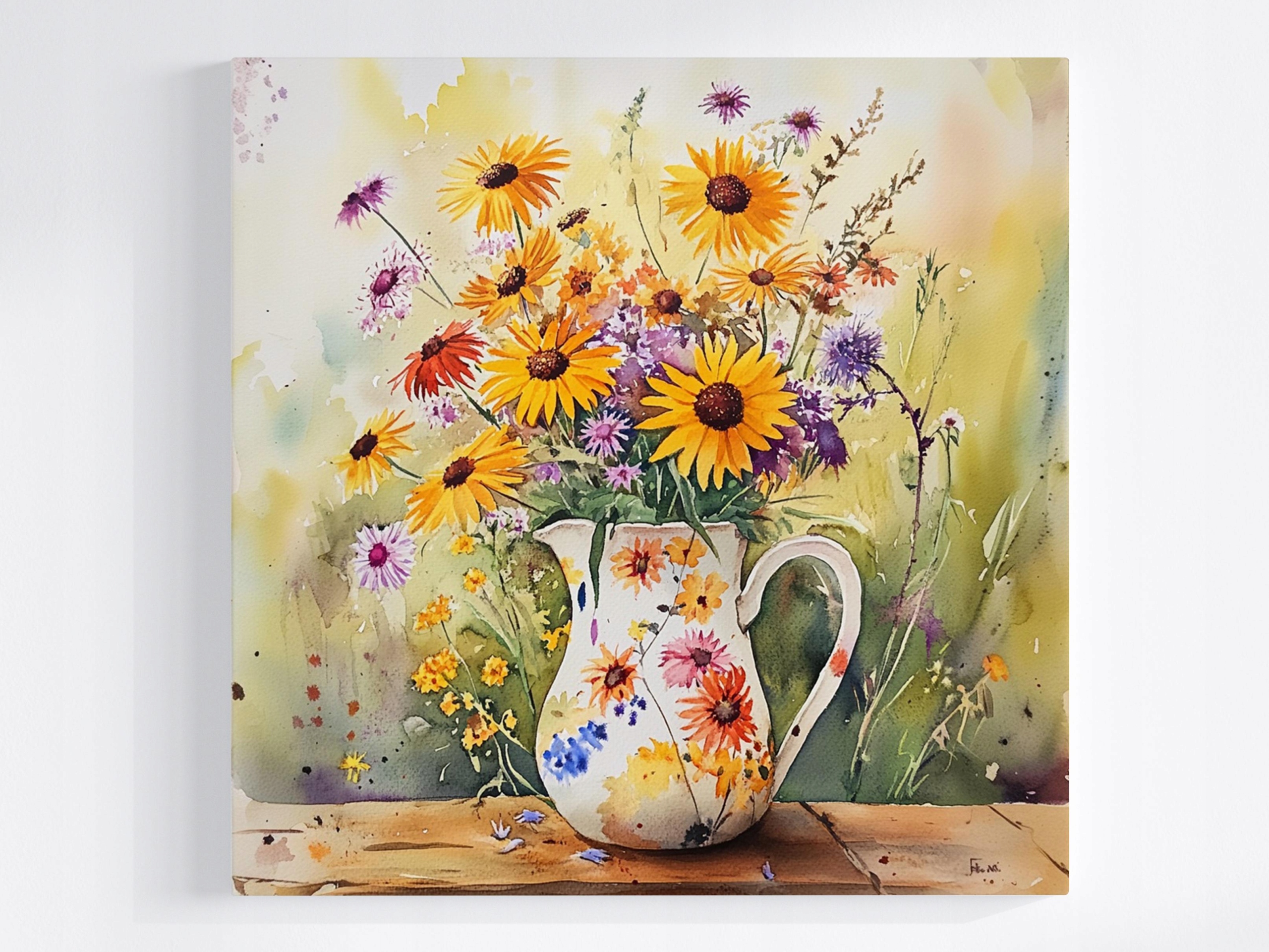 Obraz Na Plátně Canvas Barevné Polní Květiny Kytice Džbán Léto 60x60