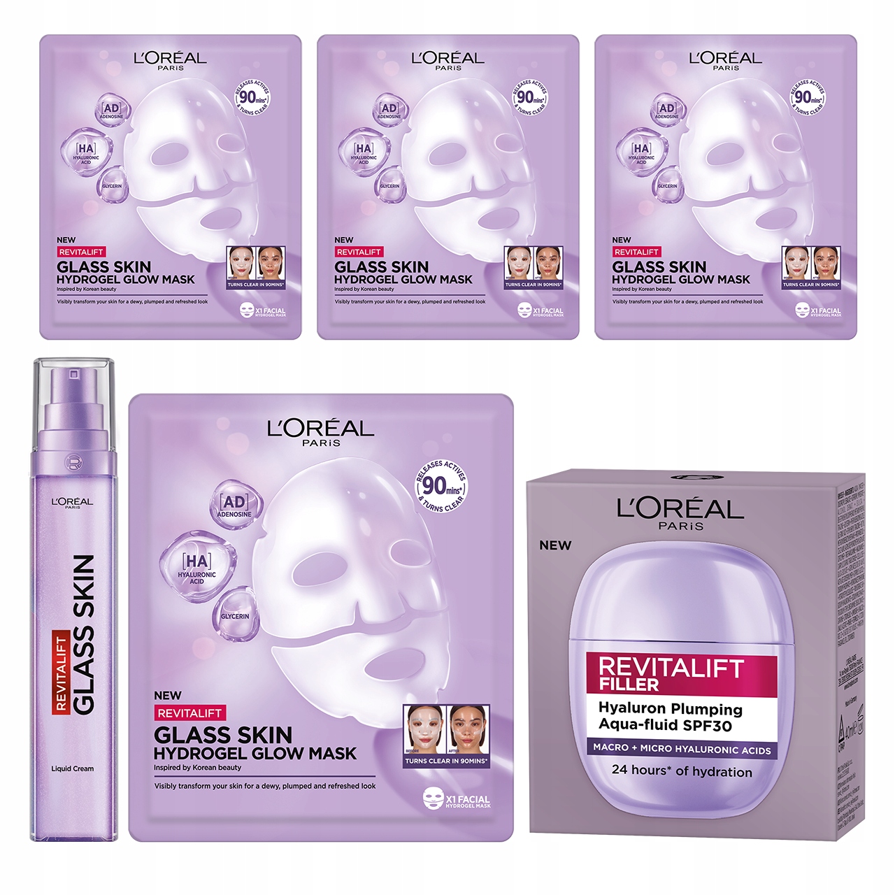 Zestaw L'Oréal Revitalift Filler Lekki Krem do Twarzy SPF30 4x Maseczka