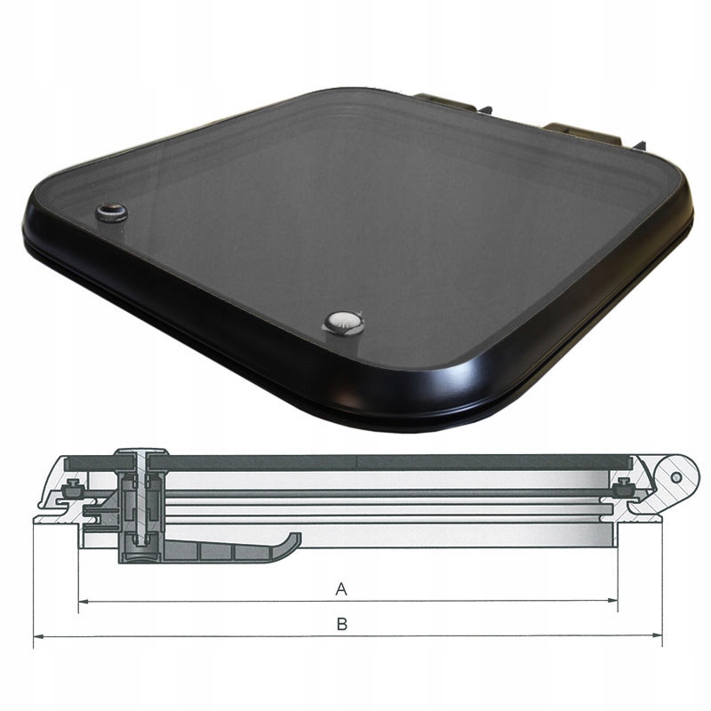 LUK DO JACHTU 497x497 CZARNY ŚREDNI - 03853 Szerokość 497 mm