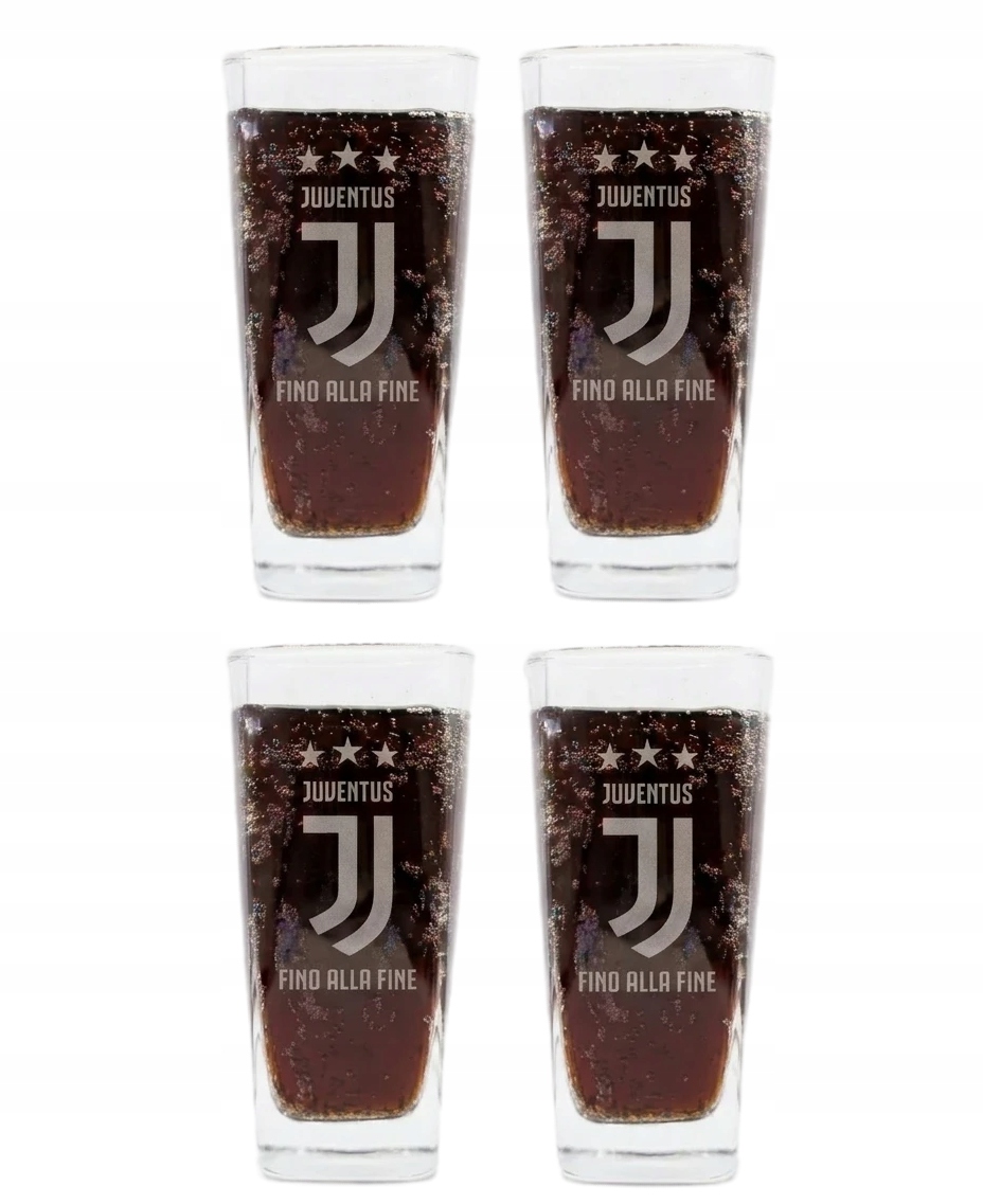 Zestaw 4 Szklanek 330 ml z grawerem Juventus Turyn dla kibica