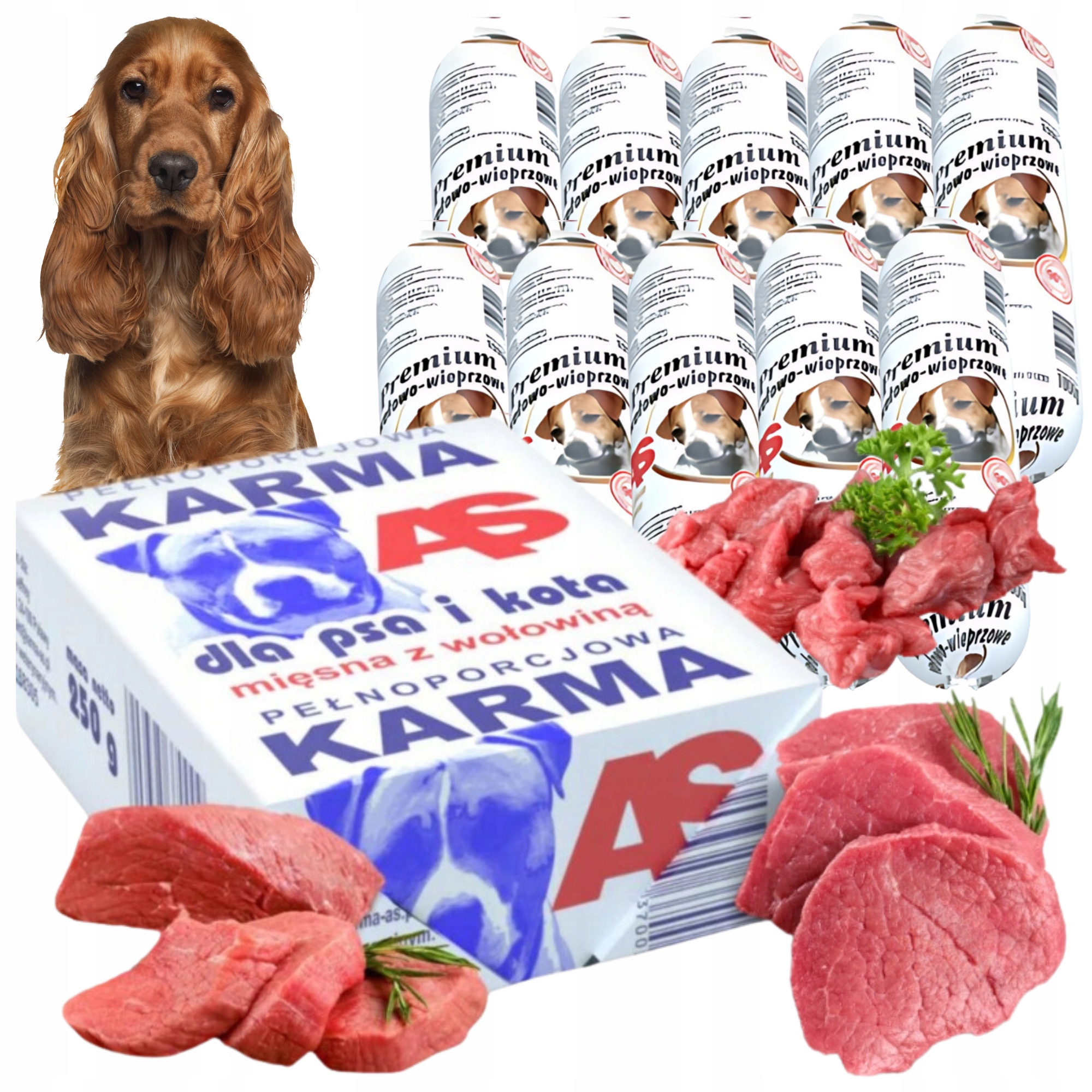 Karma dla Psa Mięso Mrożone Wołowe Bez Kości As 10kg Barf+ Baton 10kg