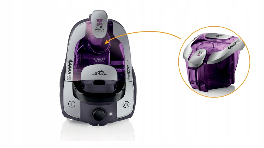 Odkurzacz bezworkowy 8 końcówek 700W 2,2L ETA Salvet Animal 151390000 Moc 700 W