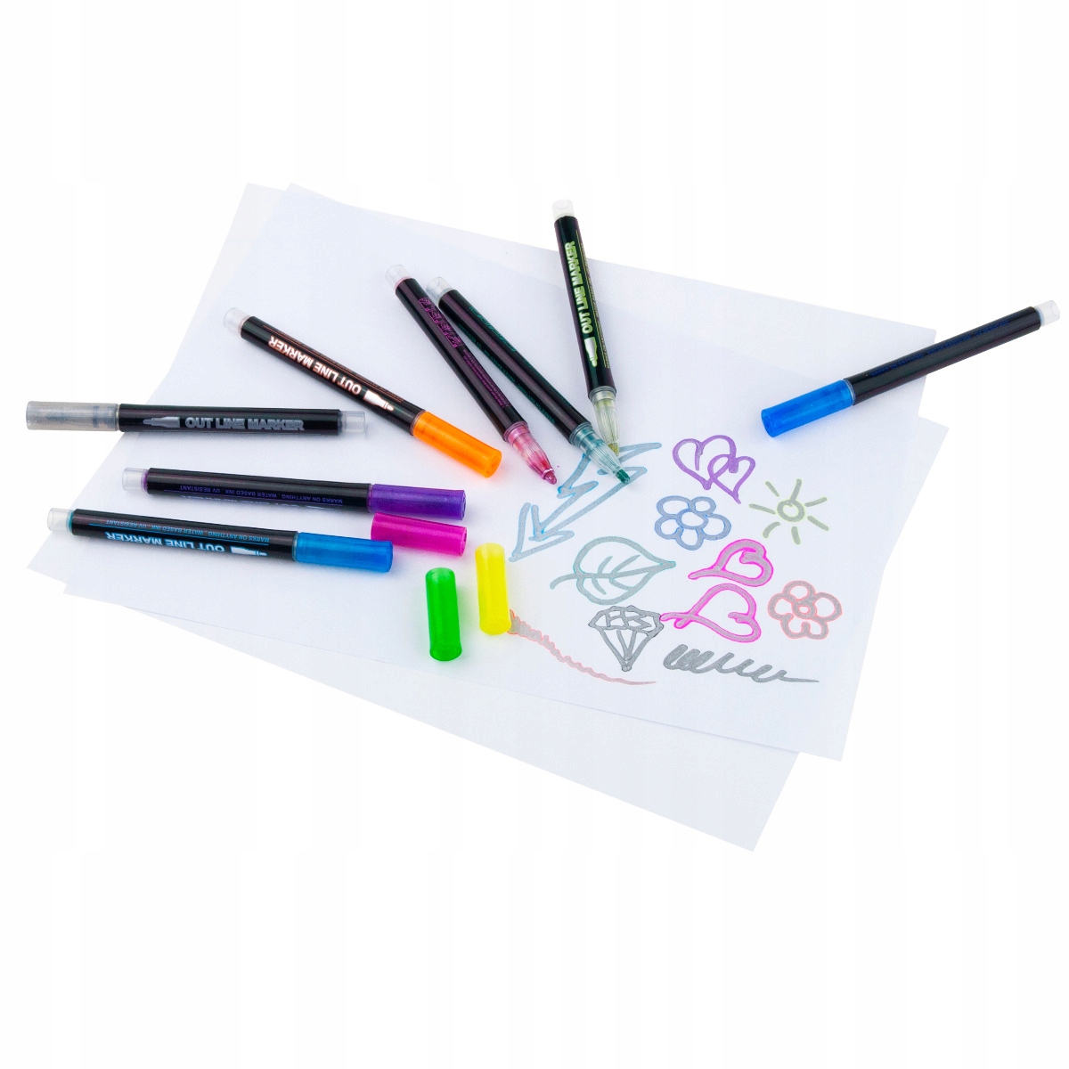 MAZAKI PISAKI FLAMASTRY konturowe 8SZT outline Kolor różne kolory
