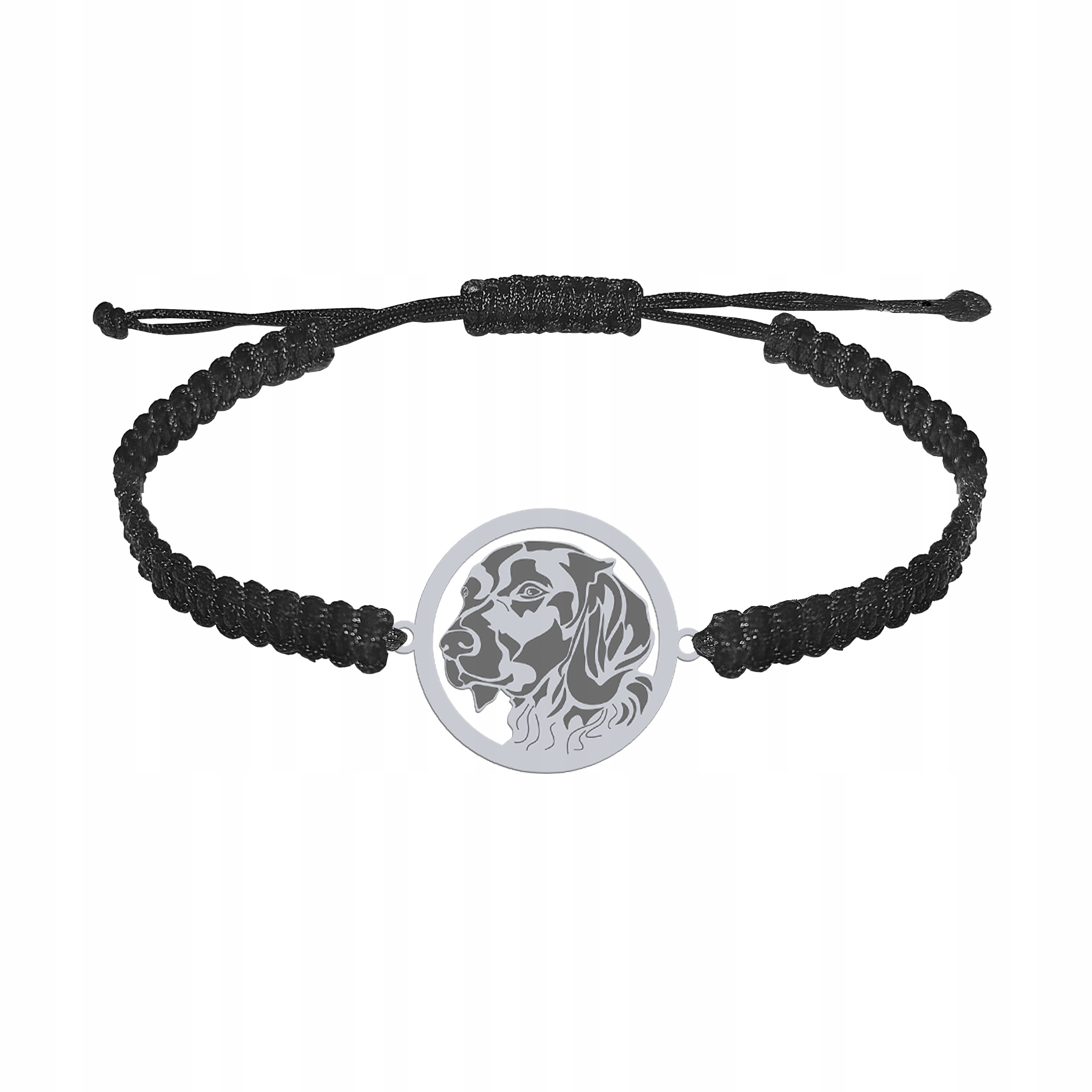 Stříbrný náramek s psem Malý Münsterländer 925 Žena Makramé Gravírování