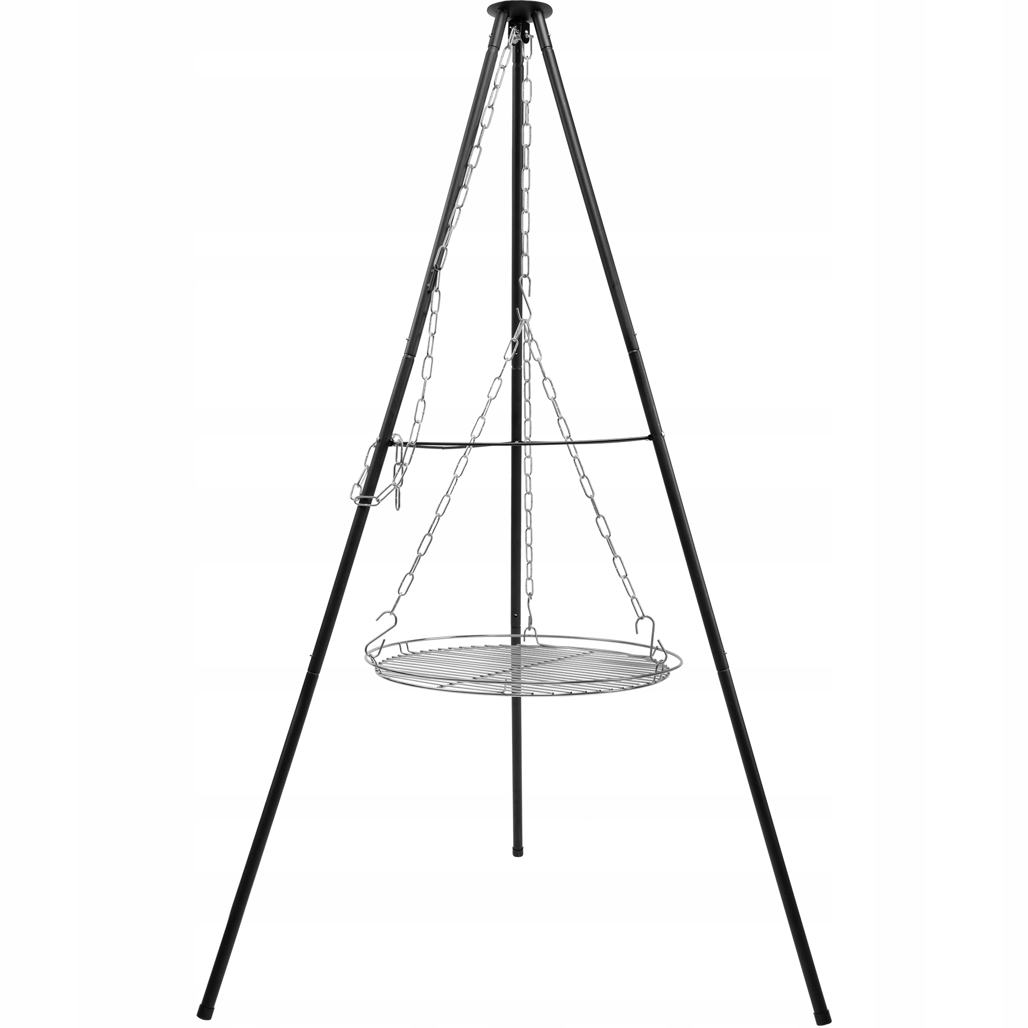 Grill Trójnóg ogniskowy z rusztem, stalowy, 150cm nad ognisko do paleniska