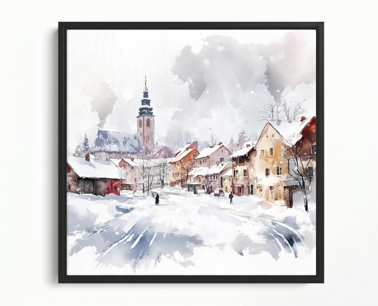 Obraz Rama American Box Poľsko Mesto Kamienice Ulica Kostol Zima 60x60