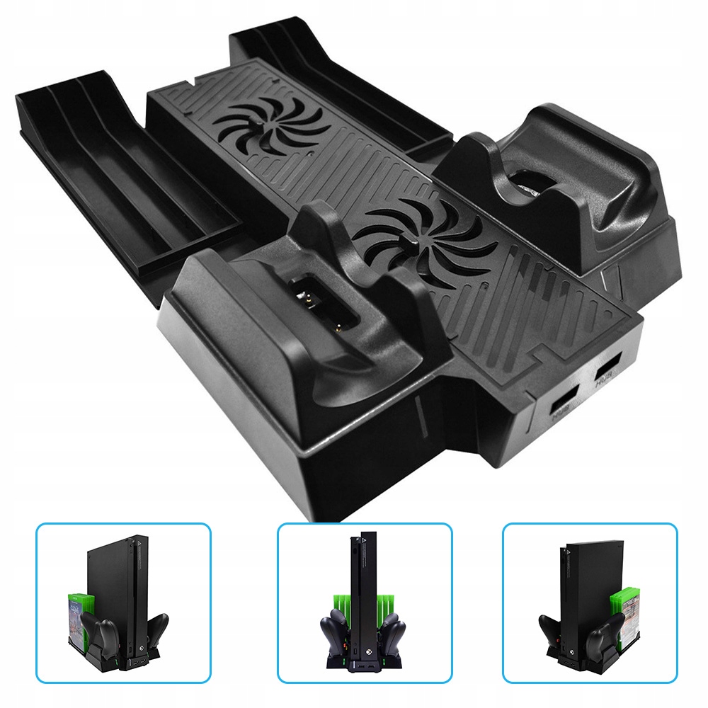 STACJA CHŁODZĄCA XBOX ONE X VERTICAL 2 WENTYLATORY ŁADOWANIE KONTROLER
