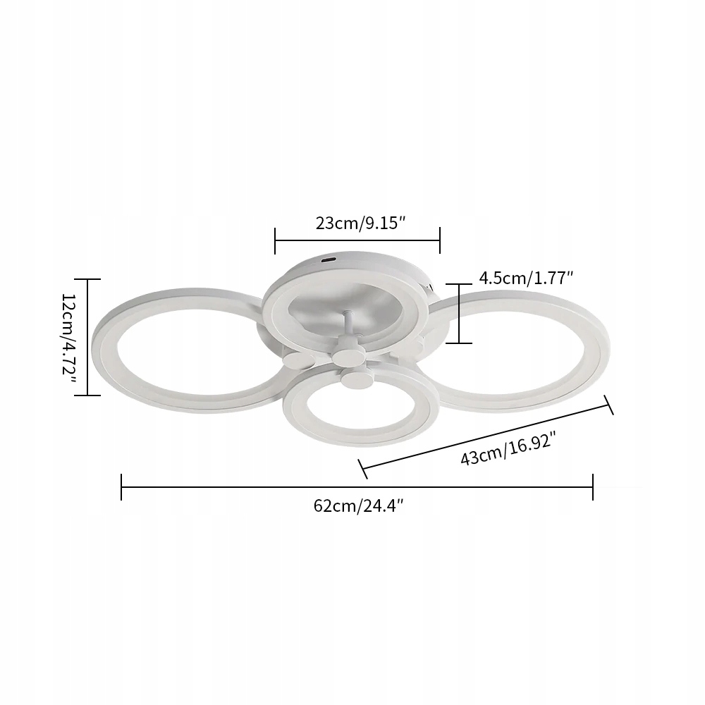 LAMPA SUFITOWA LED ZYRANDOL RING NOWOCZESNY 60W Z PILOTEM DO SALONU Kolor biały