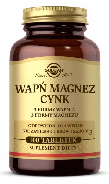 Solgar Wapń Magnez Cynk Tesosteron Płodność Calcium Mocne kości Krew