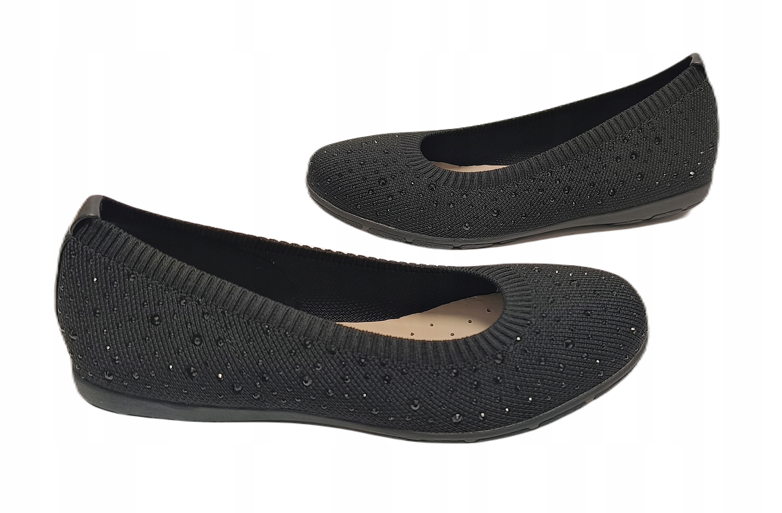 Baleríny Caprice kůže komfort materiál křišťály 22107-42 035 černá r36