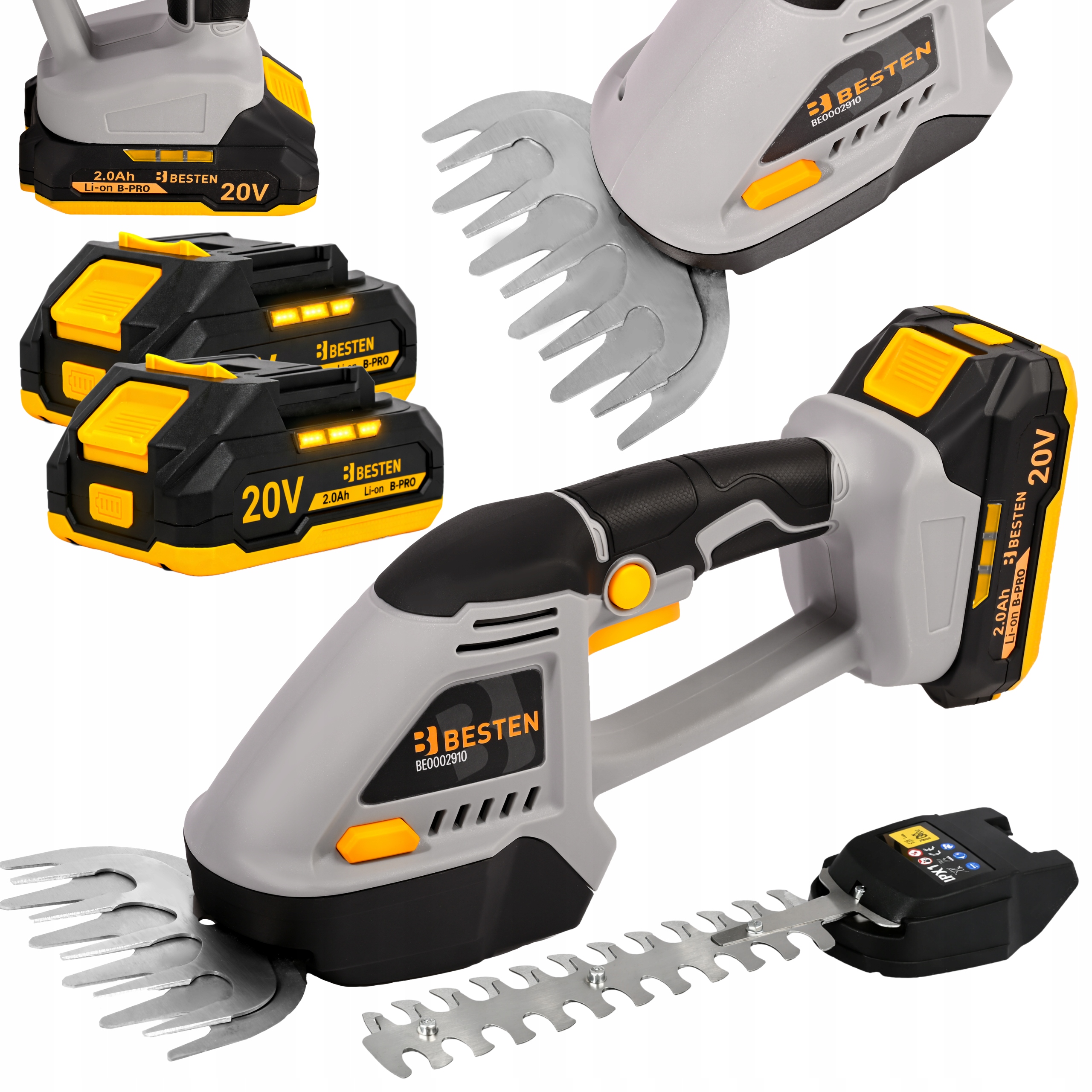 Akumulátorové nožnice na rezanie kríkov živého plota, trávy, silné, 2xAku Besten