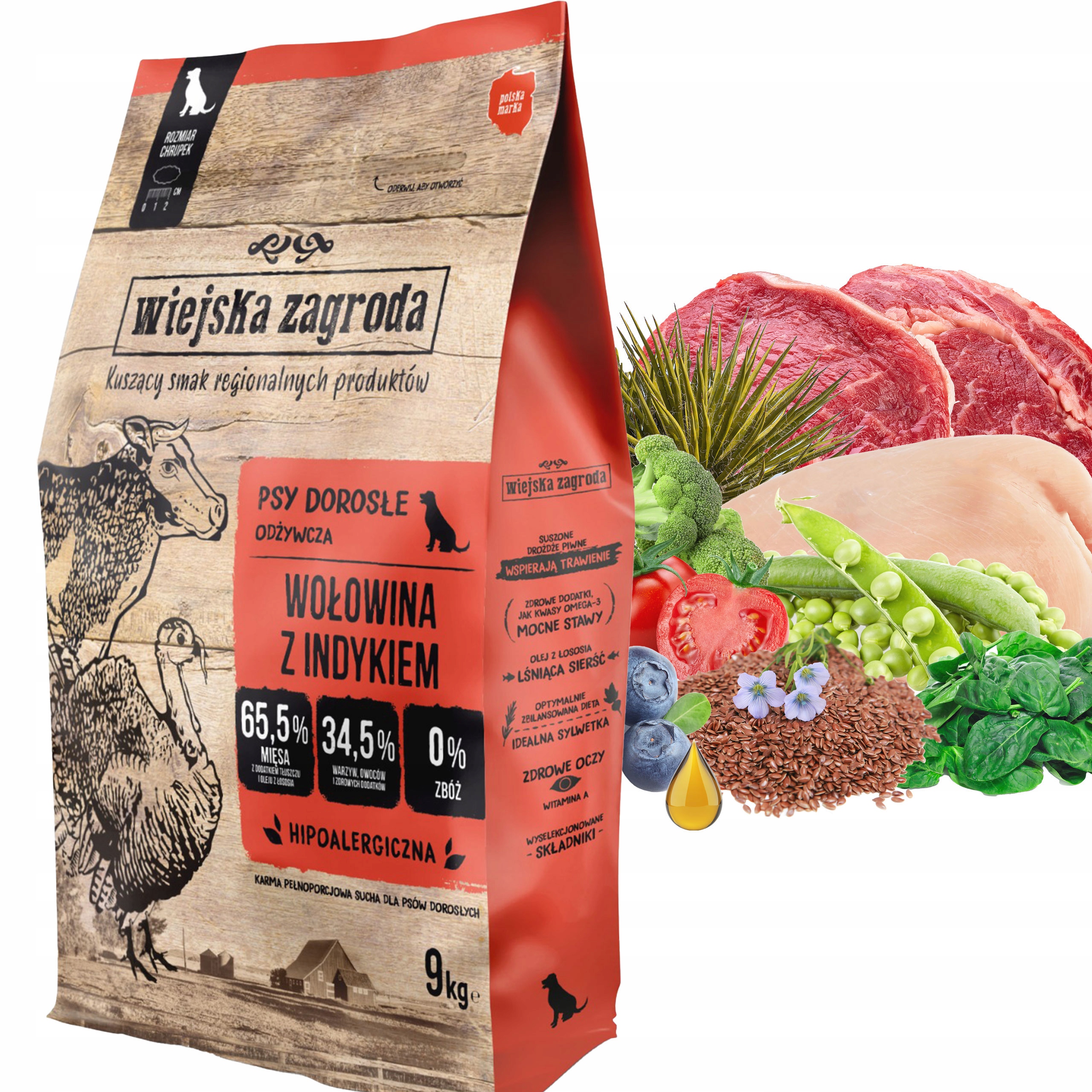 Levně Wiejska Zagroda Krmivo Hovězí maso Krůta Křupky L 9 Kg