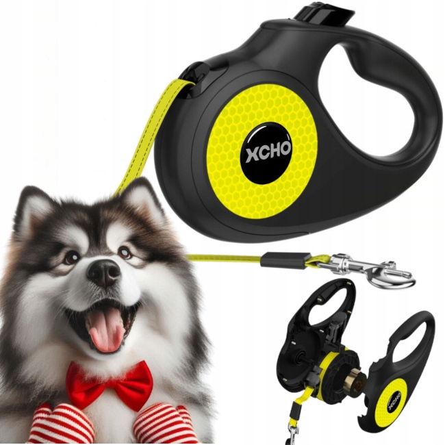 Vodítko Pro Psa automatická Svinovací páska s blokádou 5 m do 50 kg Xcho Neon L