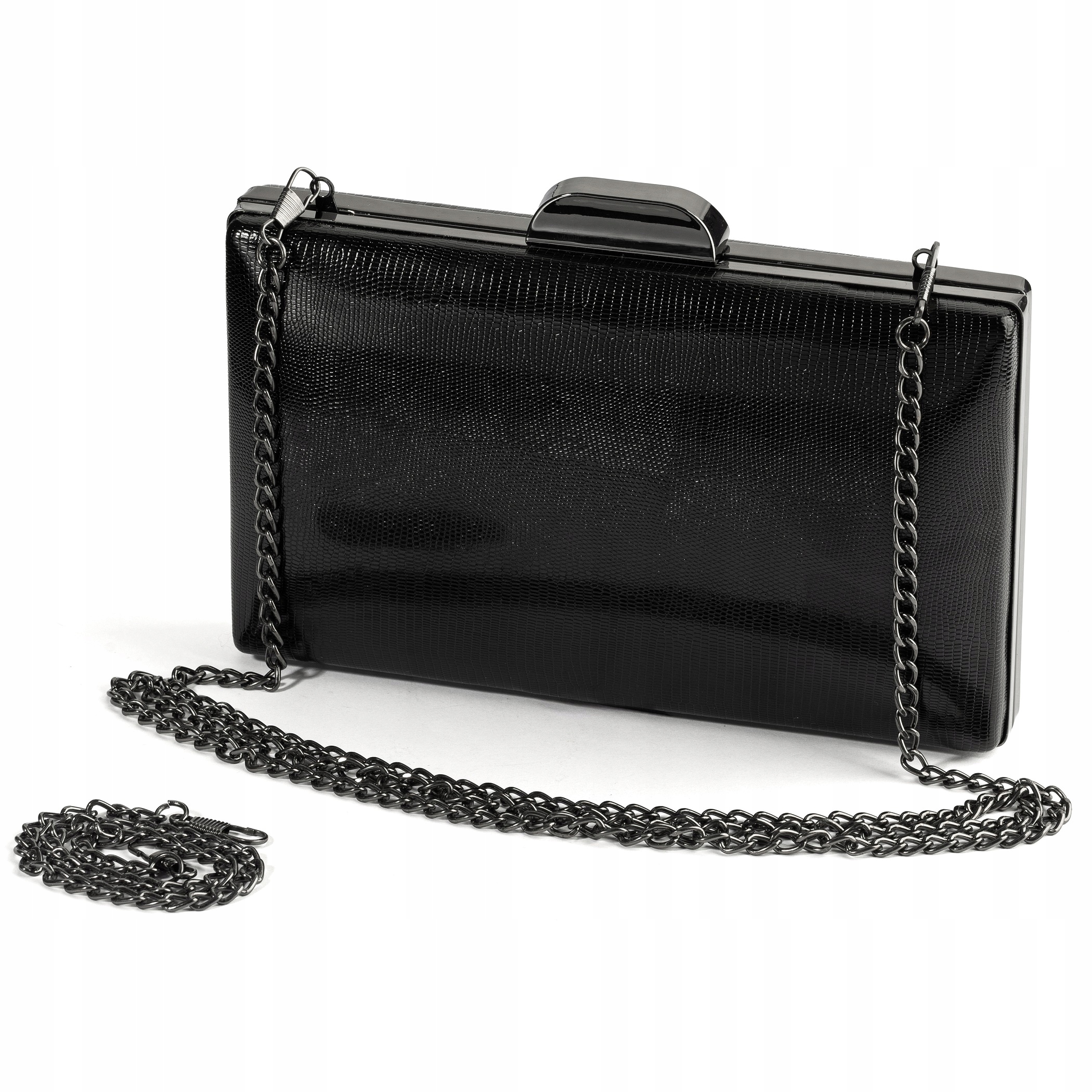 Elegantní černá psaníčko dámská krabička na řetízku, večerní kabelka