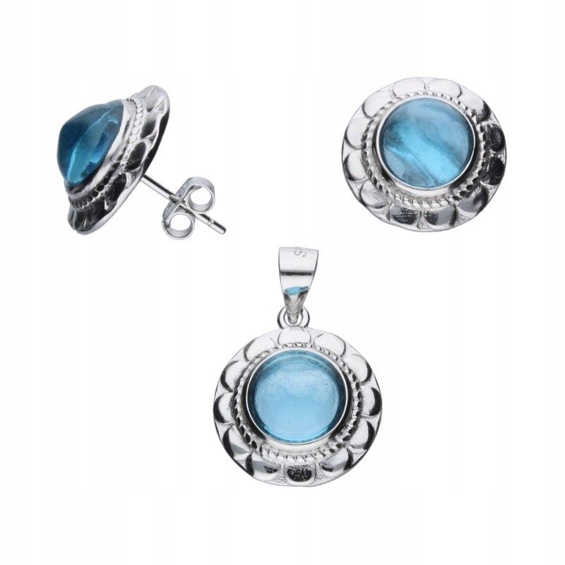 Sada šperků stříbro 925 s modrým kamenem jako dárek
