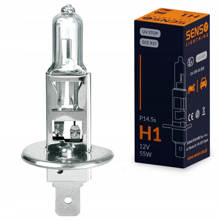 

Żarówka Senso H1 12V 55W P14.5s Homologacja E4