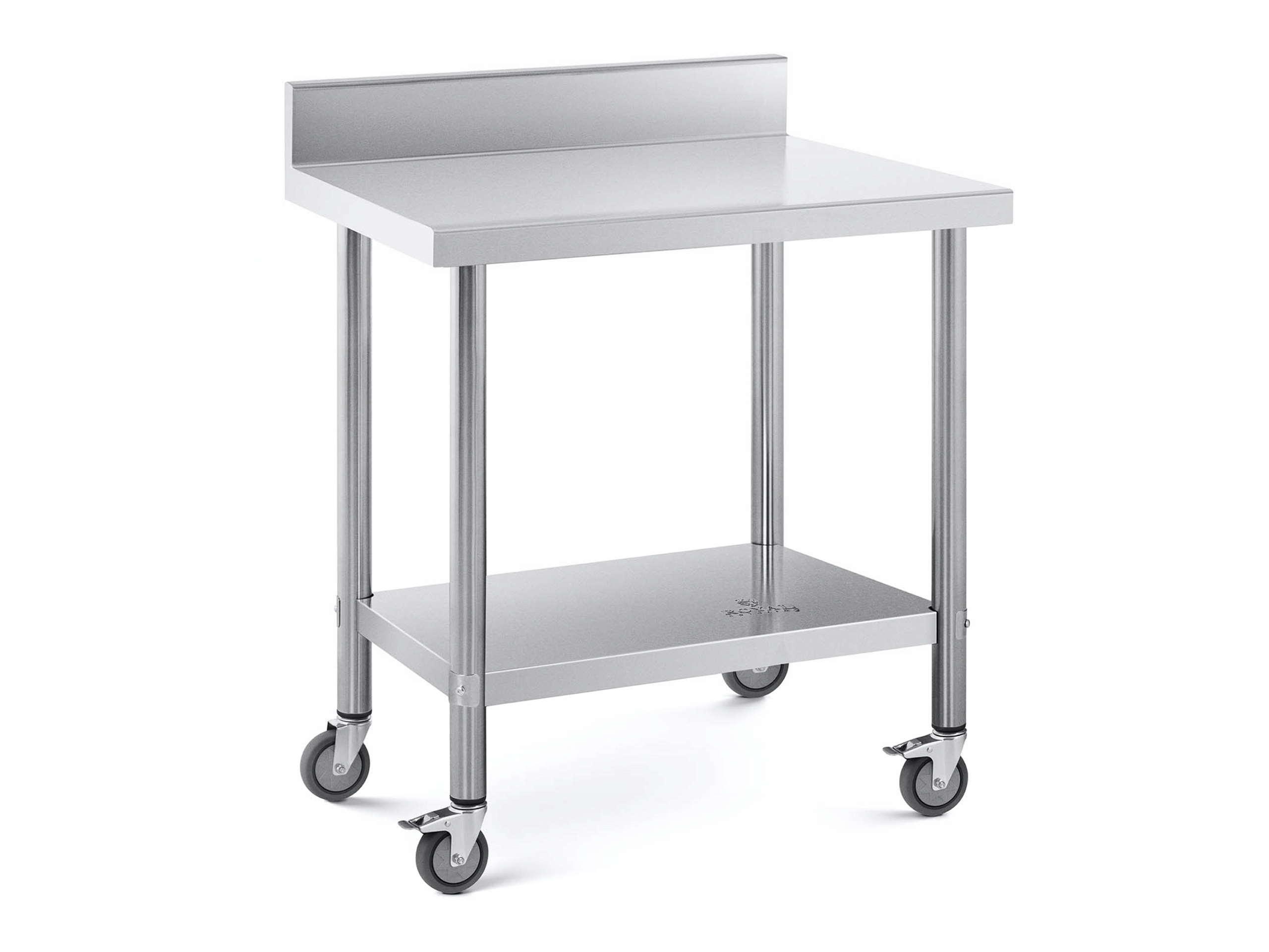 Gastronomický Pracovní Stůl 80x60 cm S Lemem, Policí A Kolečky Inox