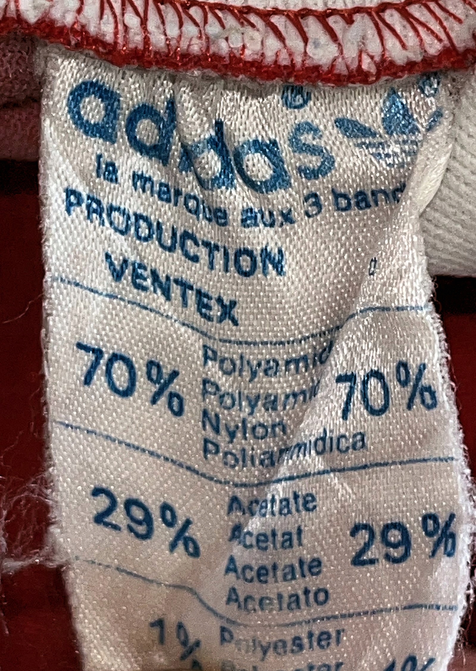 1970s Adidas Ventex Red Shirt Vintage S/M Kolor czerwony