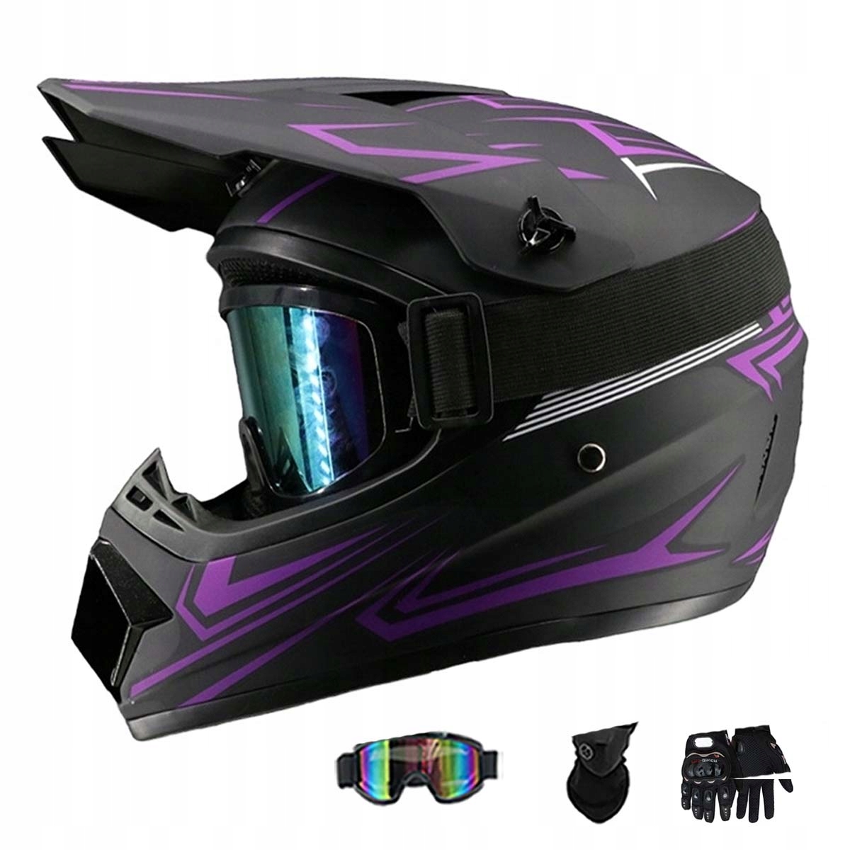 Motocyklová Přilba Lehká Enduro Quada Brýle Rukavice Maska XL