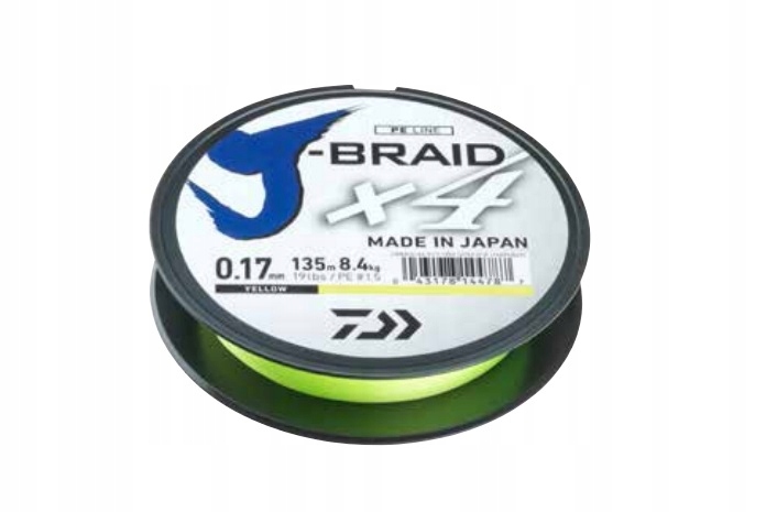 Daiwa Plecionka J-braid X4 Yellow 0,19MM 135M