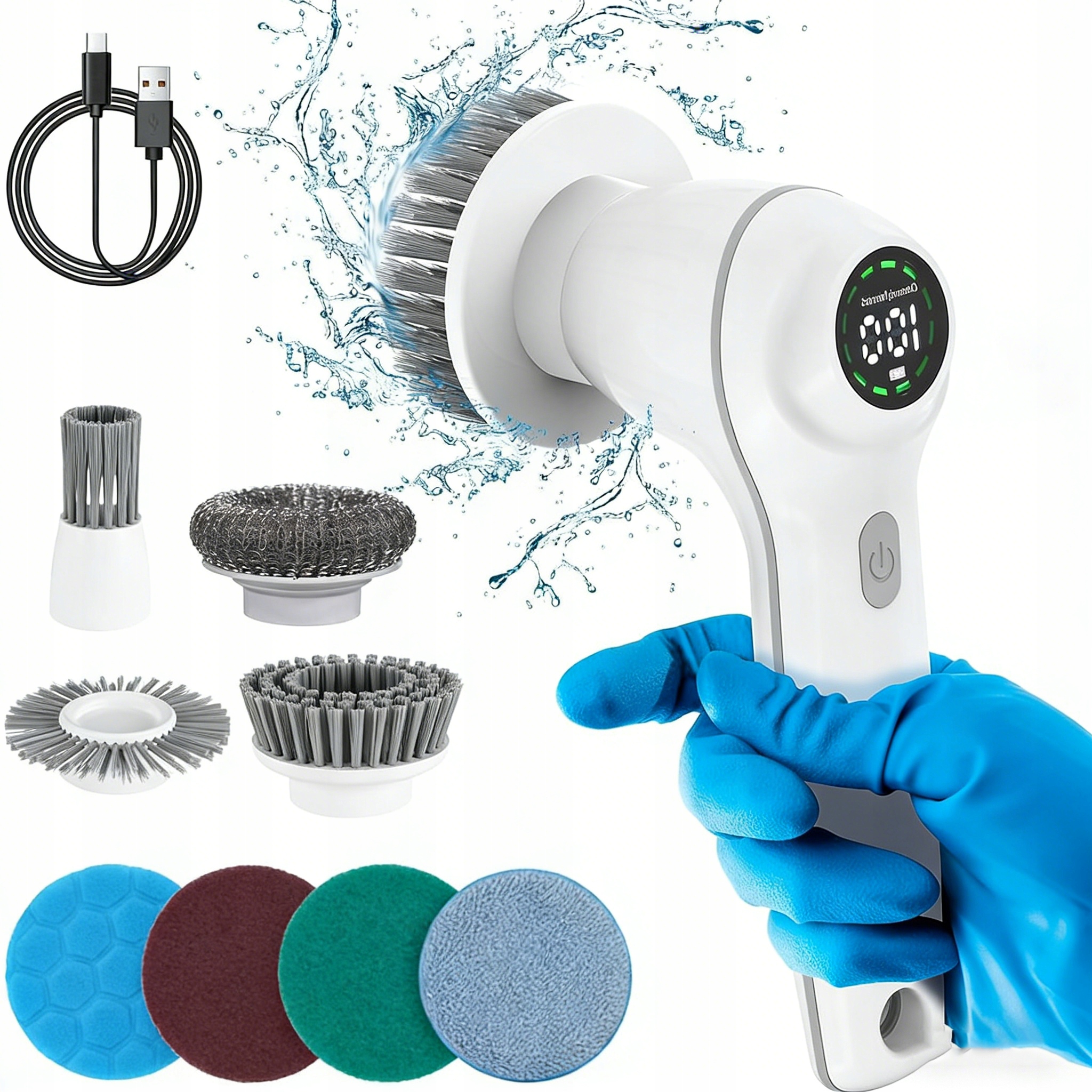 Levně Elektrický Kartáč 8V1 Led 2500MAH 15W IPX7