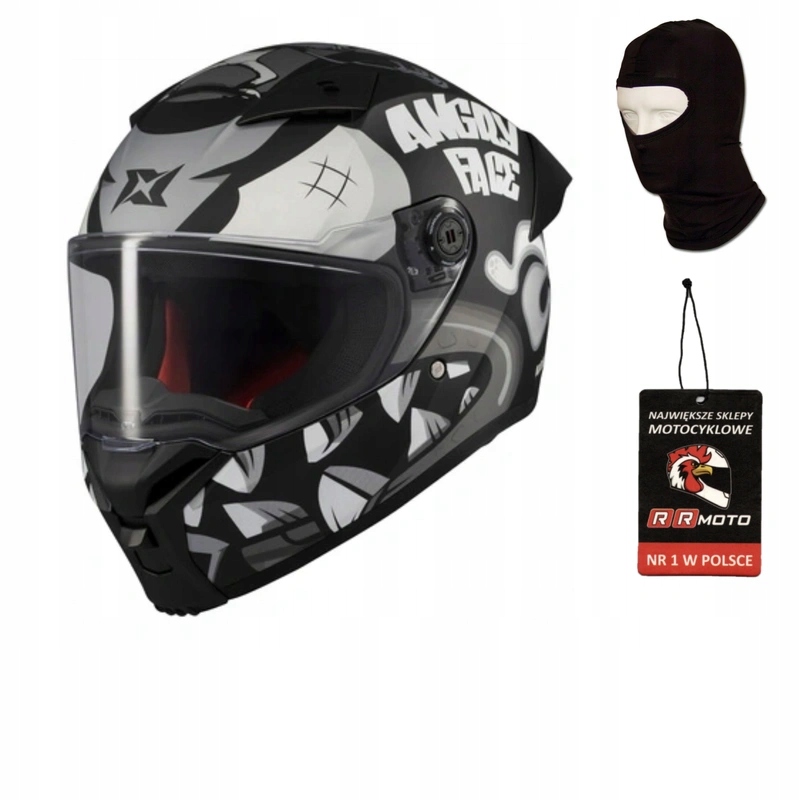Motocyklová prilba Axxis Fenix Angry Face B2 Matt čierna šedá Darčeky