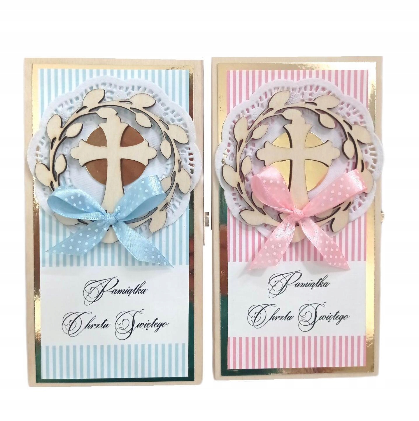 

Pamiątka Chrztu pudełko z miejscem na gotówkę Kol