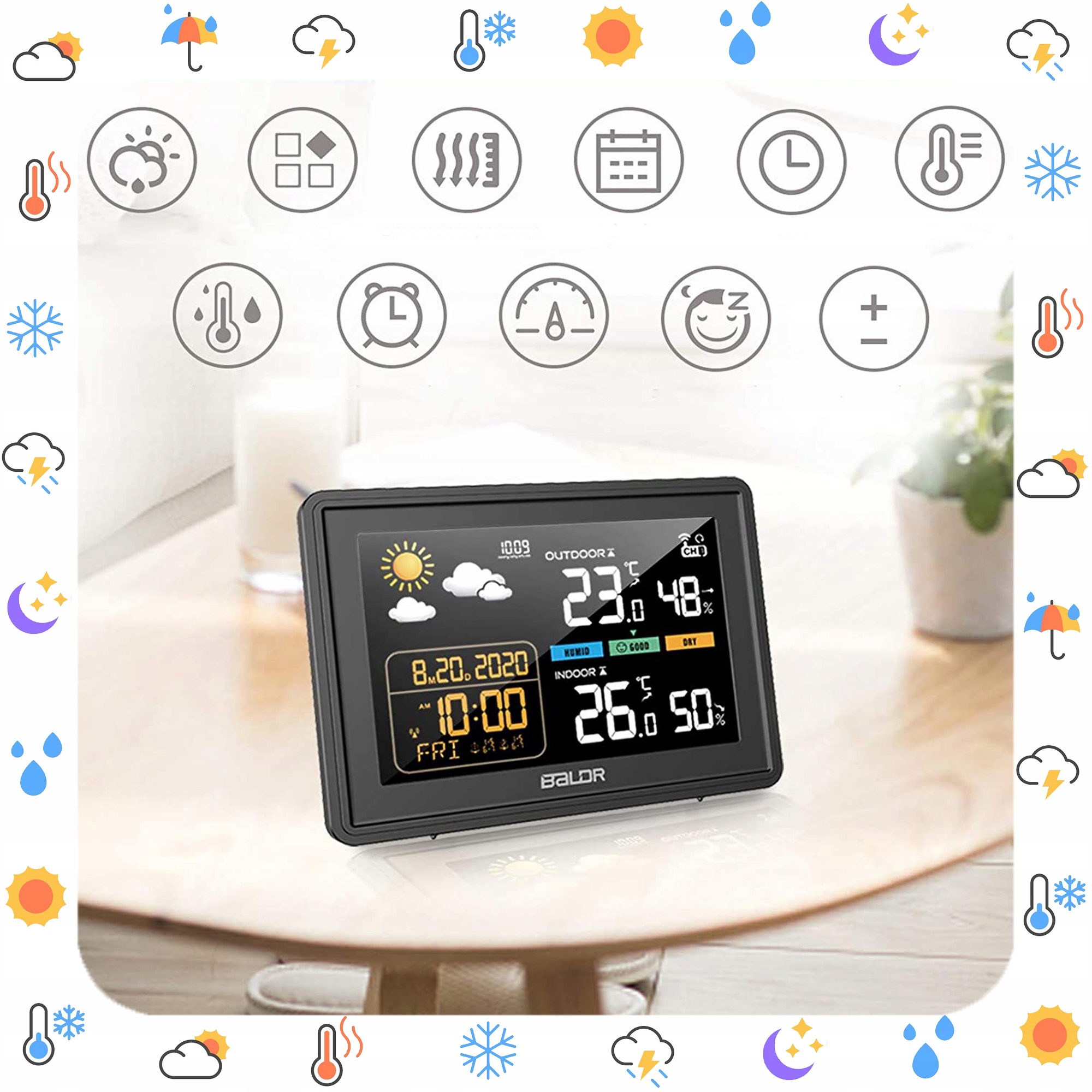 BEZPRZEWODOWA STACJA POGODOWA HIGROMETR TERMOMETR ZEWNĘTRZNY CZUJNIK POGODY Model 07136