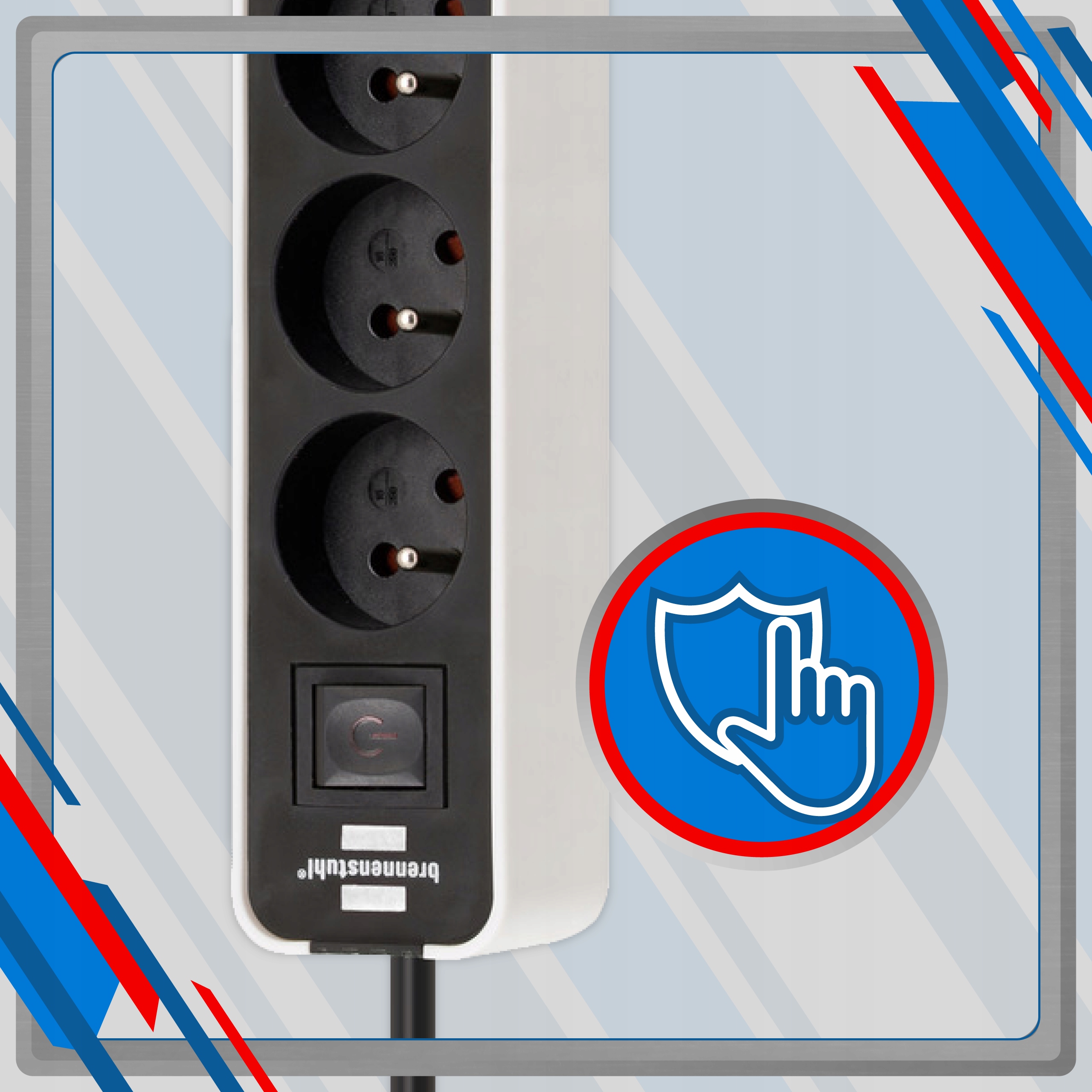 Listwa zasilająca z wyłącznikiem przedłużacz Kolor czarny