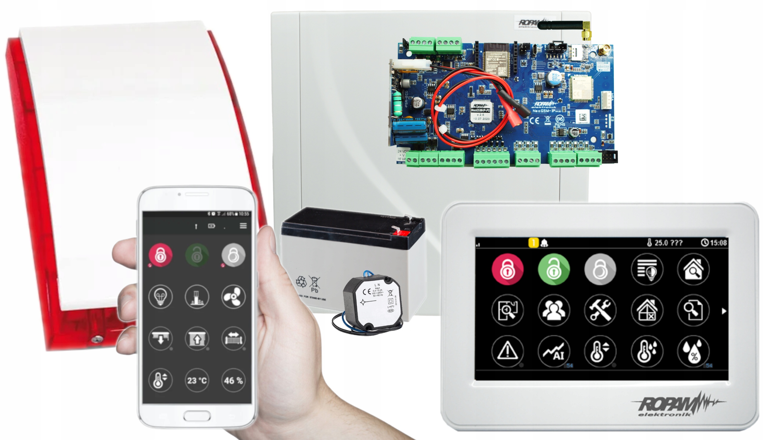 ZESTAW SYSTEM ALARMOWY ALARM DO DOMU ROPAM WI-FI SMS APLIKACJA POLSKI GSM