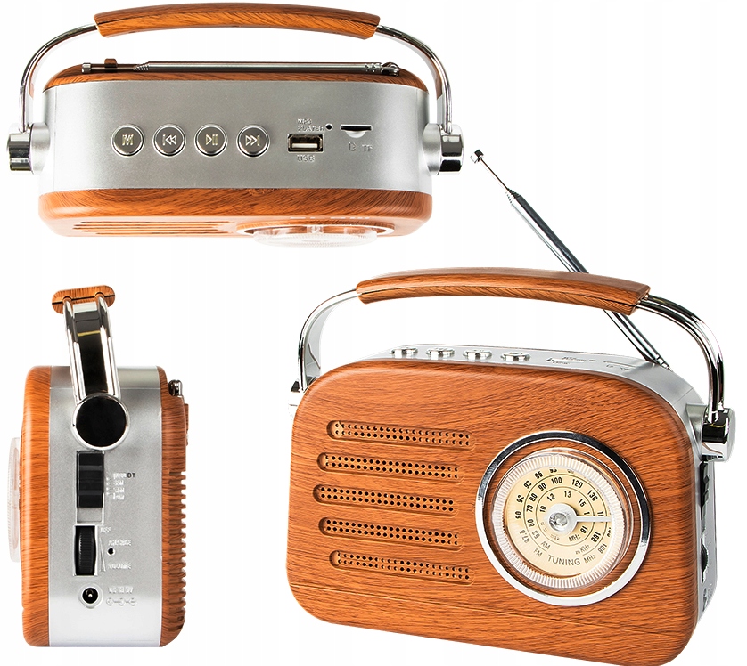 RADIO BLUETOOTH FM AM PRZENOŚNE RETRO ANTENA USB