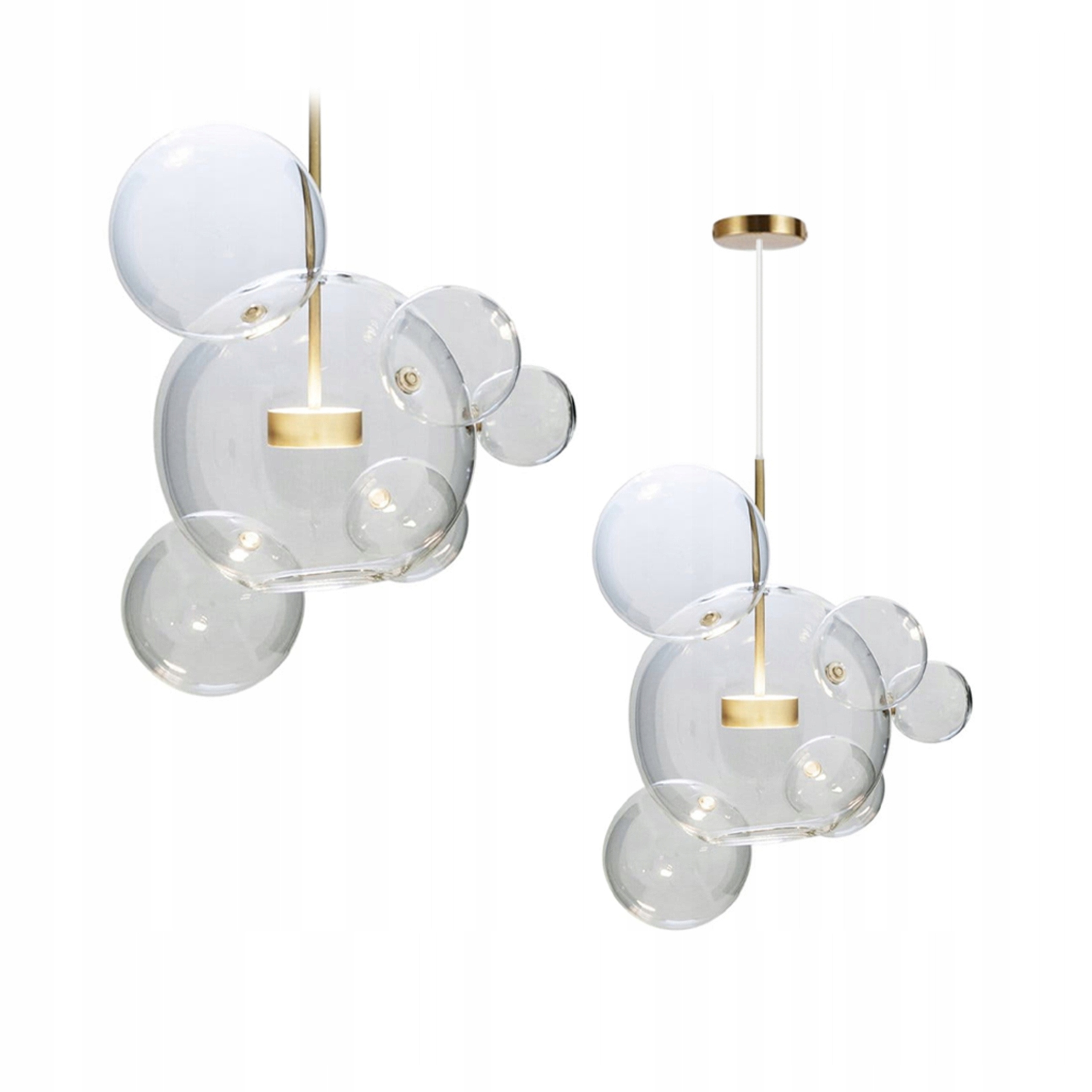 Lampa Sufitowa Wisząca Złota Szklane Transparentne Kule Gold 68 cm Led