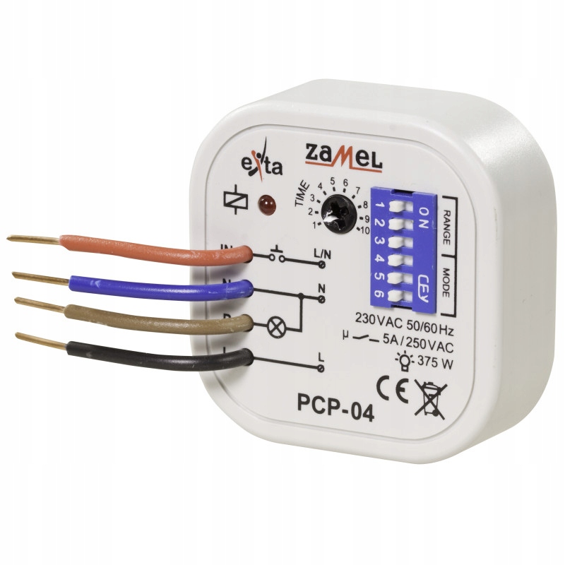 Przekaźnik czasowy 8-funkcji 230V Ac 0,1s-10 dni PCP-04 Zamel