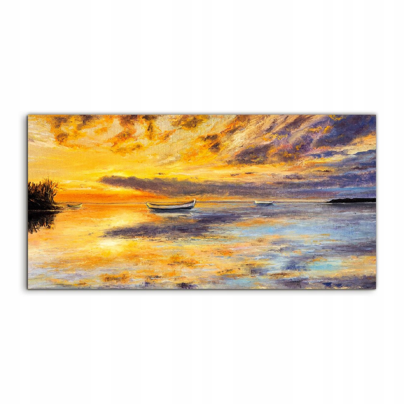 

Fotoobraz 120x60 na ścianę Łódka Niebo Woda Trawa