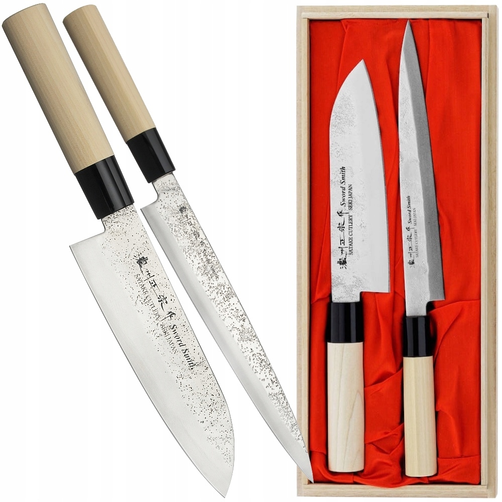 Satake Nashiji Natural Japonský set 2 nožov Santoku 17 cm a Sashimi 21 cm