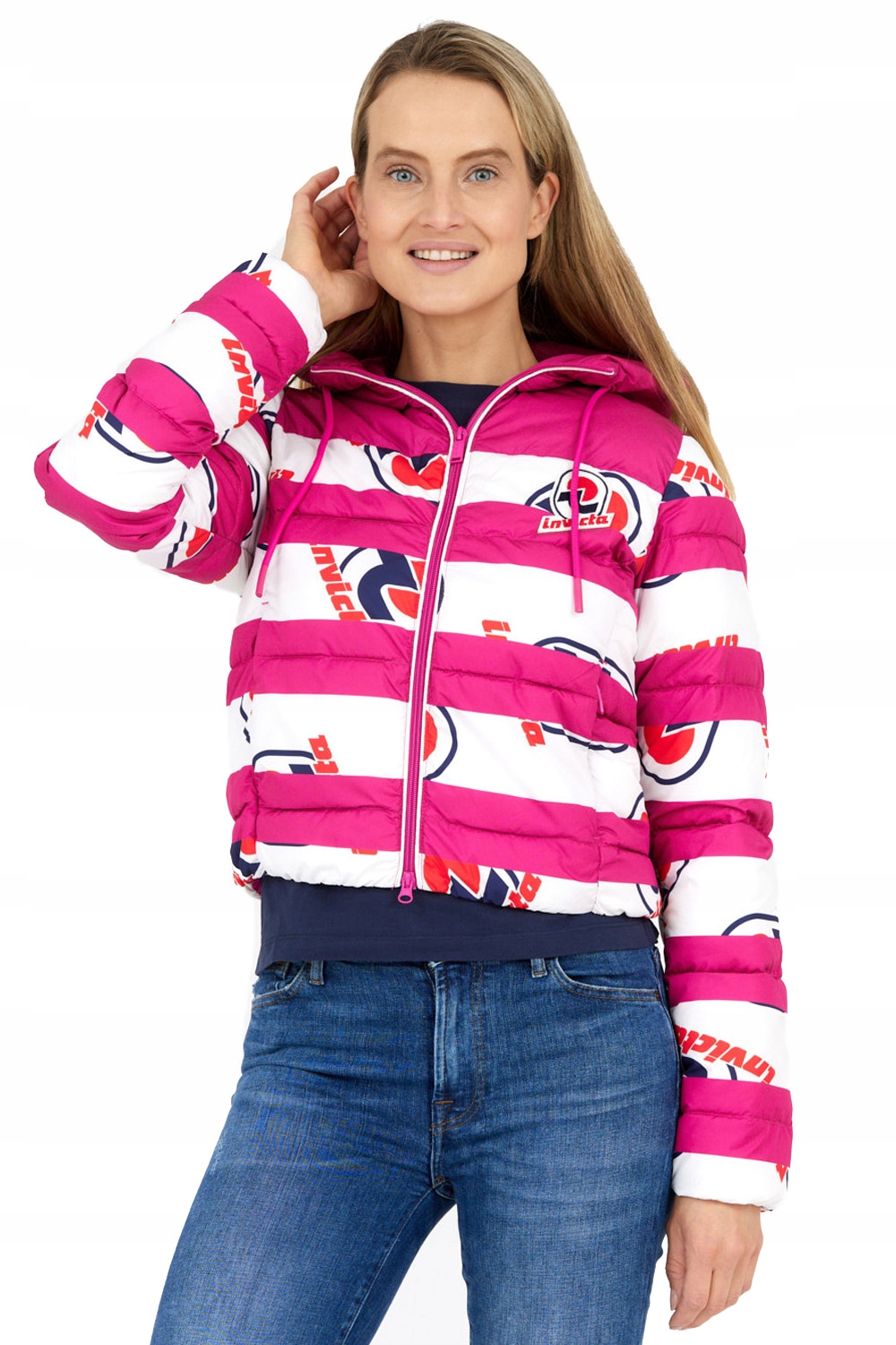 Invicta Růžová dámská bunda s pruhy a logem S
