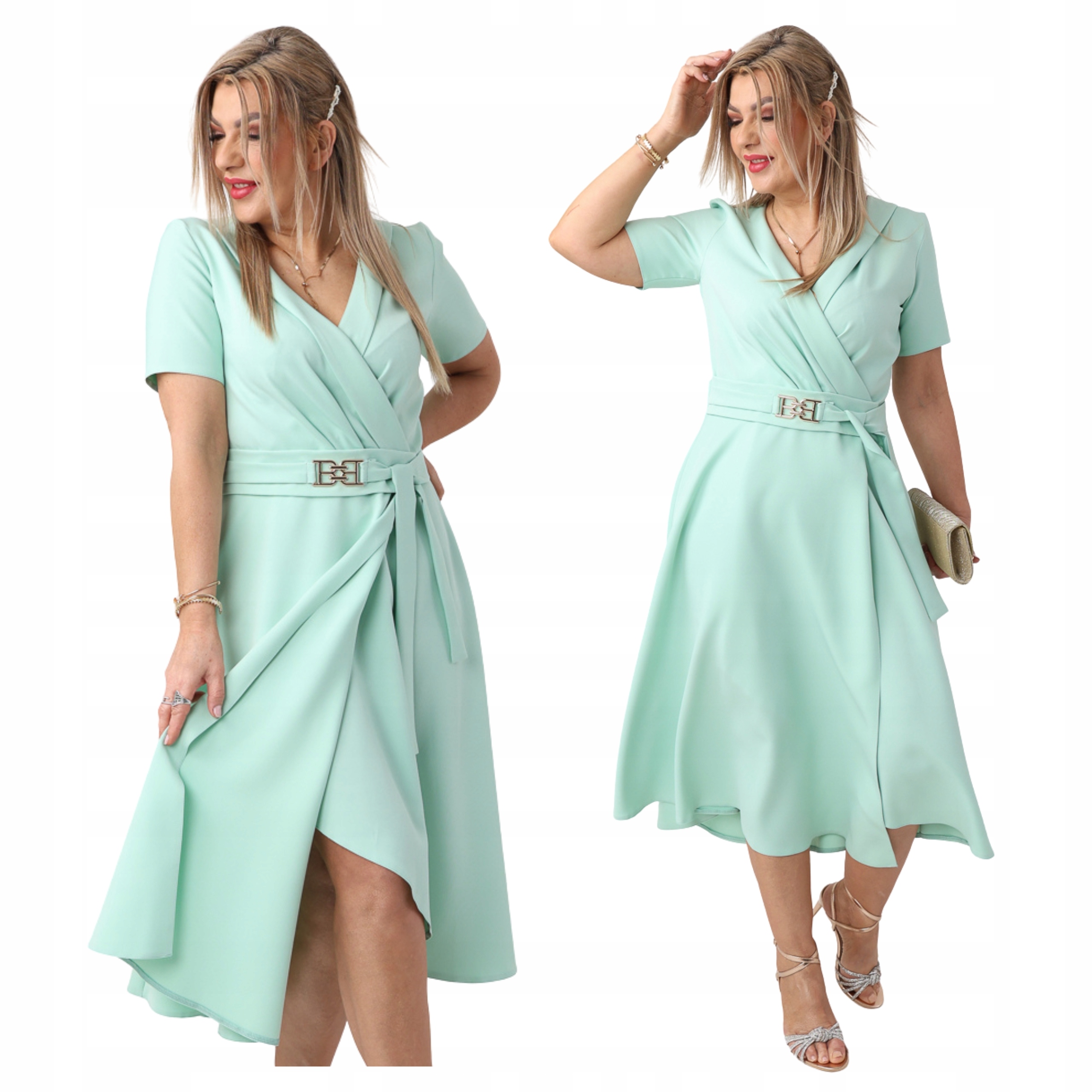 sukienka kopertowa Polski Producent duże rozmiary rozkloszowana