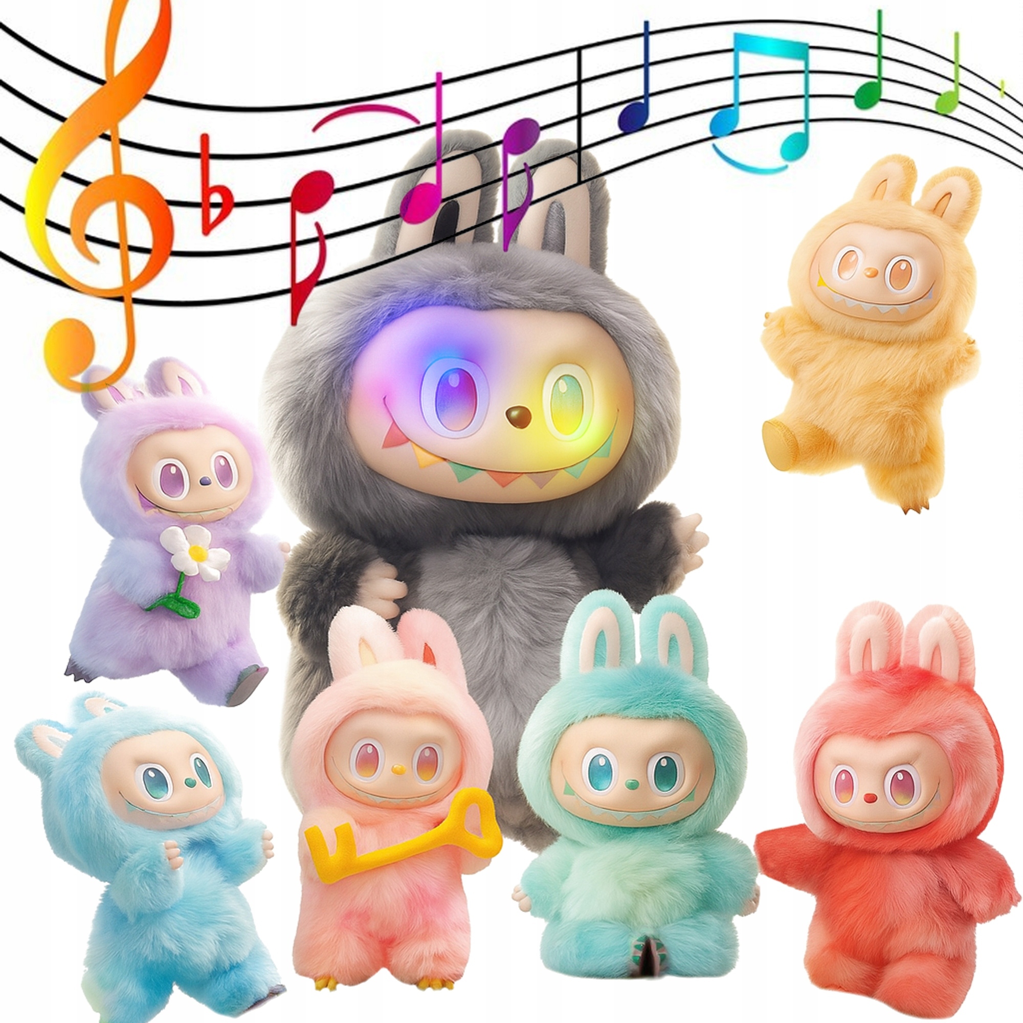 ミュージシャン Boo MASKOTKA BRELOK NIESPODZIANKA LABUBU INTERAKTYWNA ŚPIEWAJĄCA la