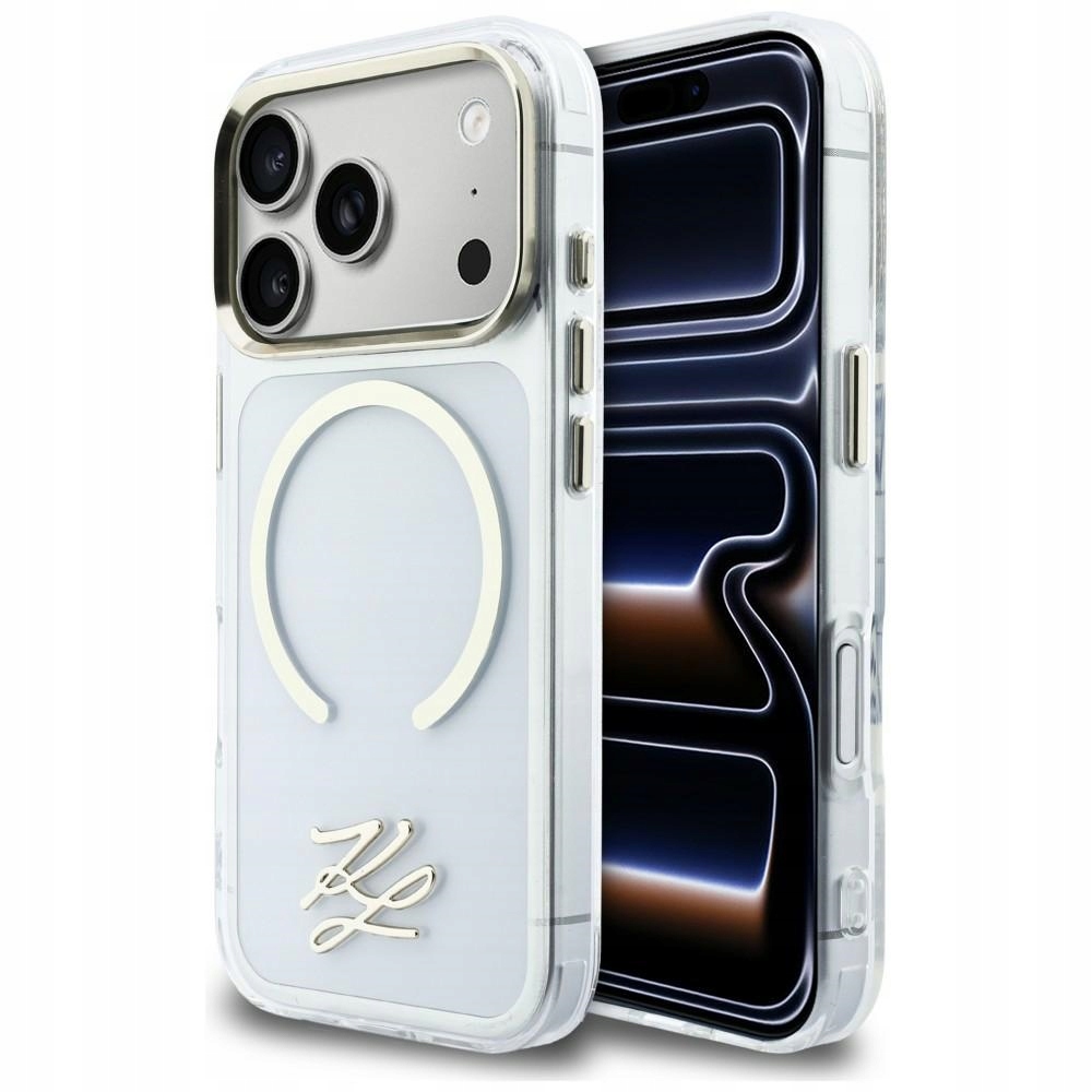 Pouzdro Karl Lagerfeld IML Kl Script Logo MagSafe pro iPhone 17 Pro transparentní