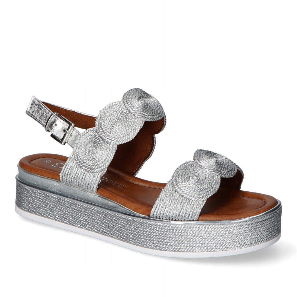 Dámské sandály na silné podrážce Marco Tozzi, stříbrné, velikost 41