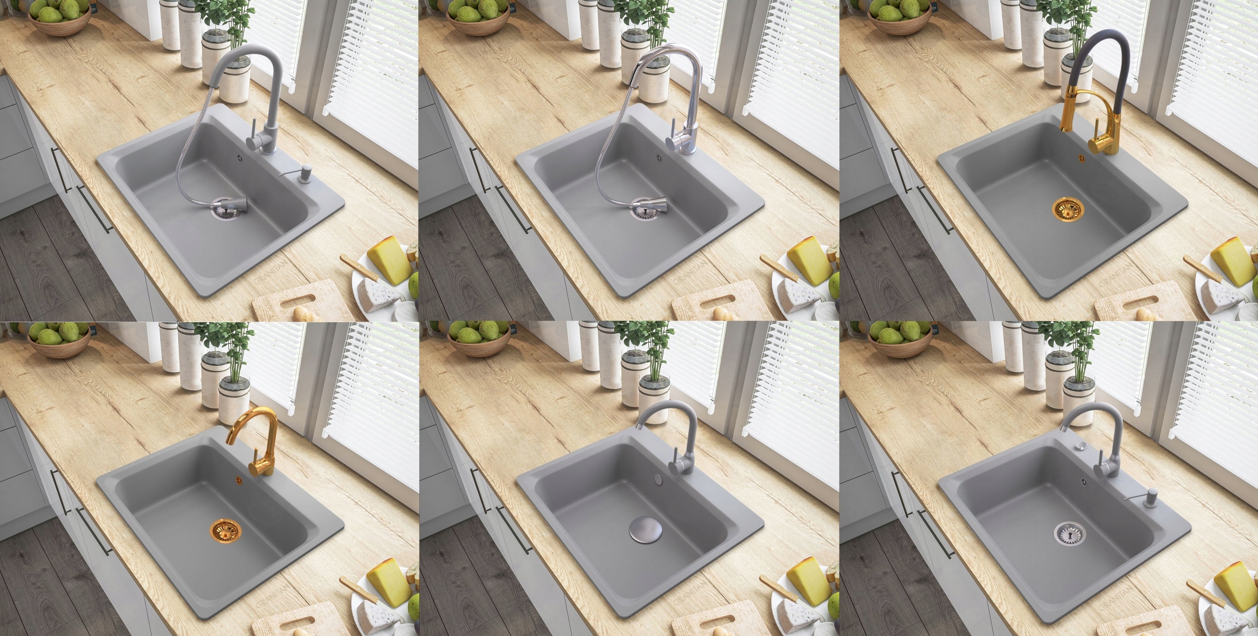 Zlewozmywak czarny granitowy JEDNOKOMOROWY zlew do kuchni głęboki ZANTE Dłuższy bok 61.9 cm